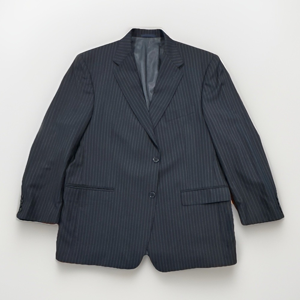 Daniel Cremieux Blue Pinstripe Two-Button Single-Breasted Notch Lapel Blazer